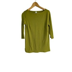 J.Jill Chartreuse Green Boat Neck 3/4 Sleeve Ponte Knit Top KTP038382